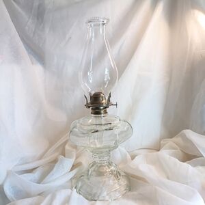 Clear Glass Antique-Style Oil Lamp - Classic Home Accent